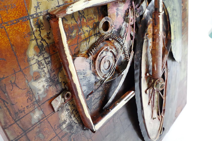 Kobolo Wandbild Wanddeko Metallbild 3D-Bild - Route66 Motorrad - 72x108 cm