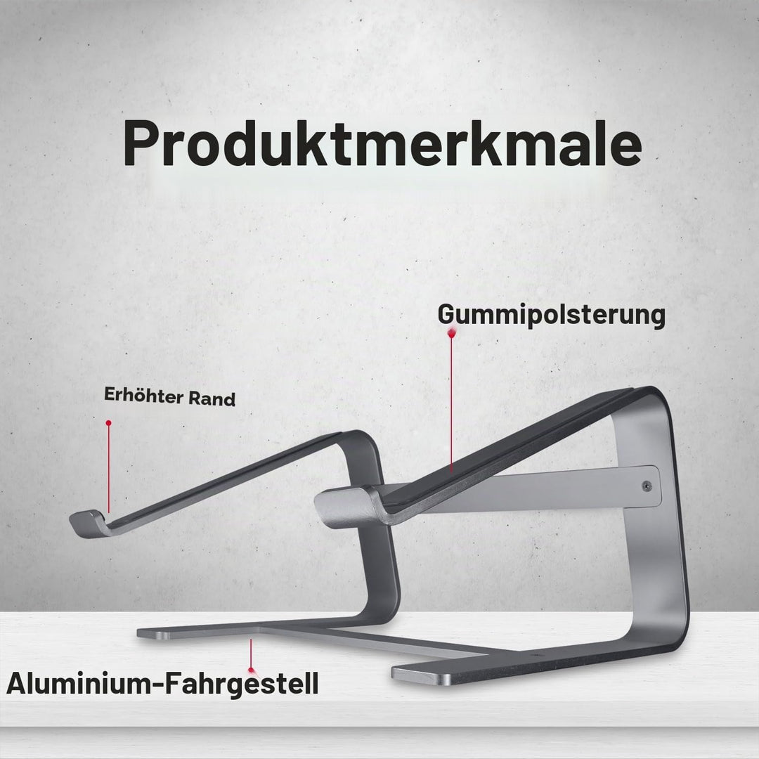 Macally Laptop-Ständer aus Aluminium für den Schreibtisch, funktioniert mit Allen MacBook/Pro/Air un