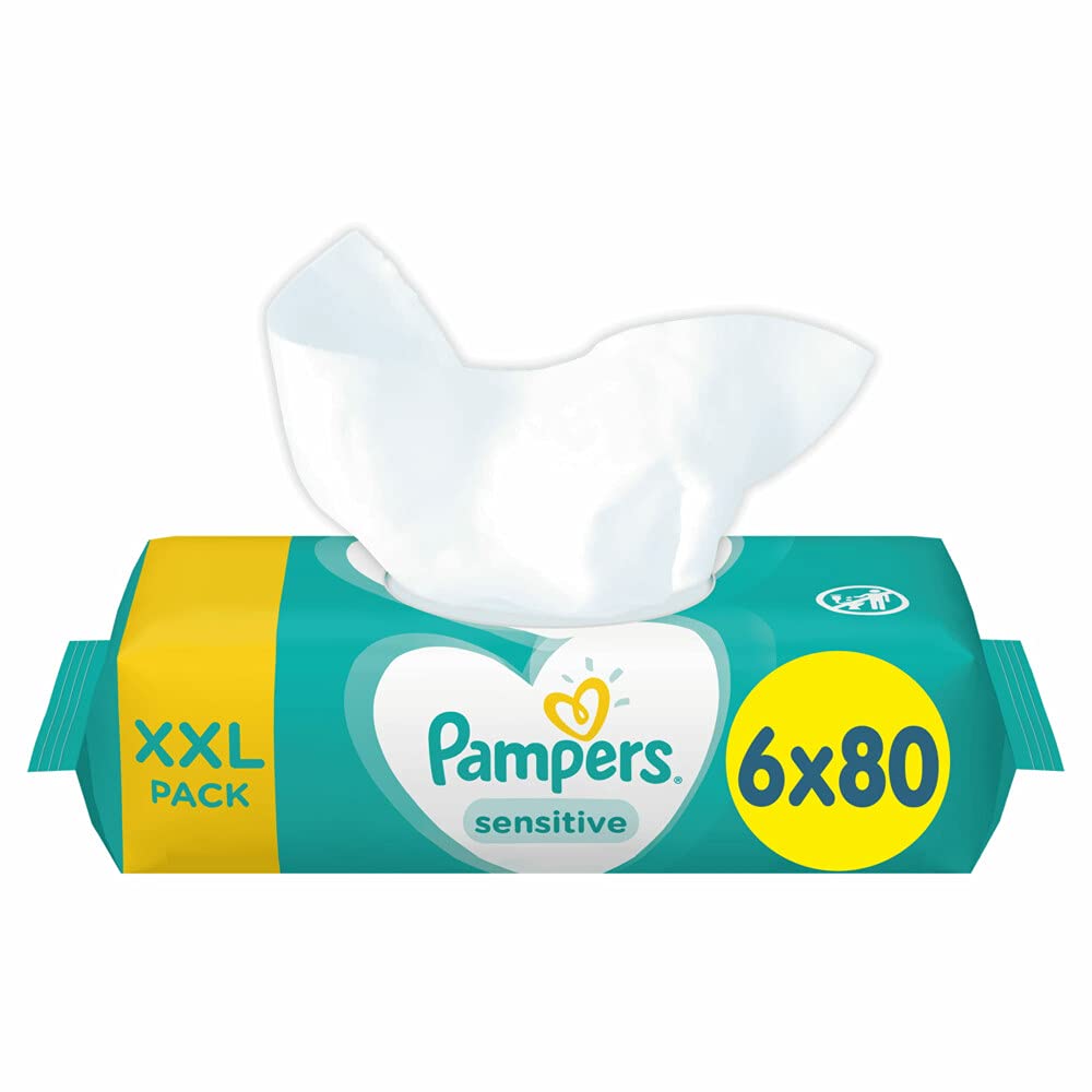 Pampers, 81687207 Sensitive Baby Feuchttücher, Weiss, 480 stück 480 stück (1er Pack), 480 stück (1er