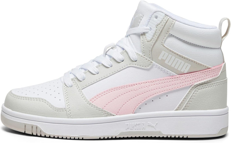 PUMA Unisex Kinder Rebound V6 Mid Jr Sneaker 37.5 EU Puma White Frosty Pink Sedate Gray, 37.5 EU Pum