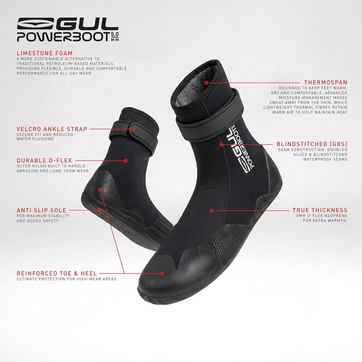 GUL 5mm Power Neoprenanzug Stiefel Stiefel Boot BO1263-B8 - Schwarz - Unisex 13, 13
