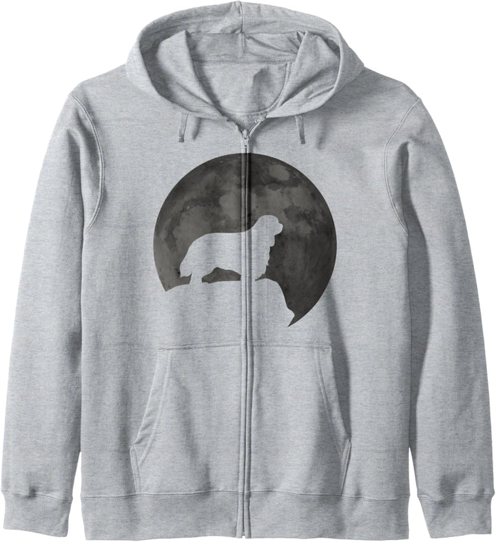 Mond und Dog Silhouette – Cavalier King Charles Spaniel Kapuzenjacke