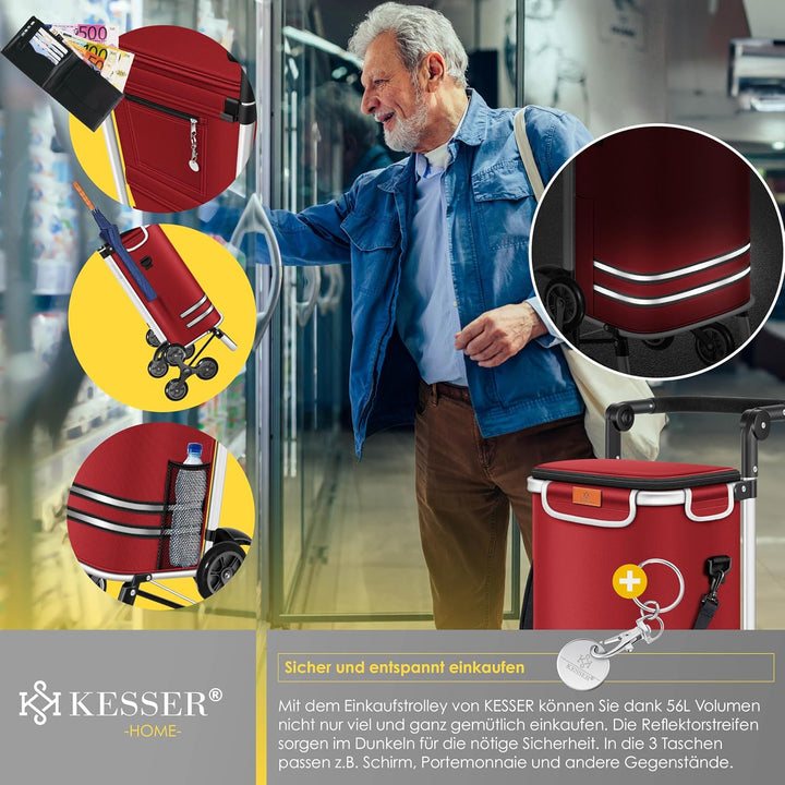 KESSER® Einkaufstrolley Treppensteiger mit Kühlfach klappbar mit 56L Kapazität und belastbar bis 50k
