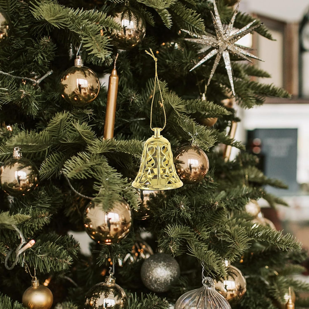 MAGICLULU 12 Stück Weihnachtliche Kunststoff-Glöckchen-Ornamente Weihnachtsbaumschmuck Kunststoff-Gl