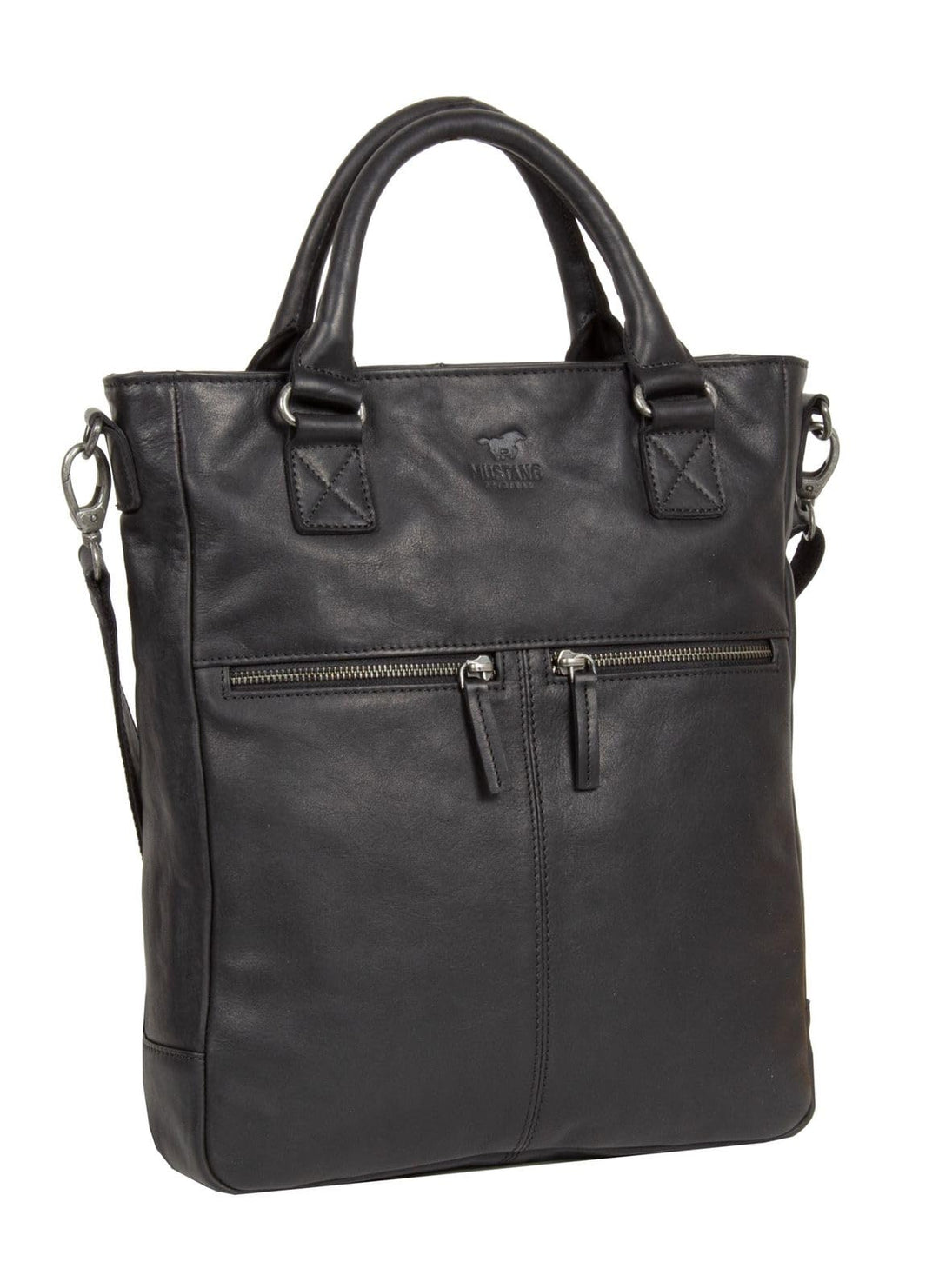 Mustang Memphis Leder Umhängetasche Shopper Schwarz