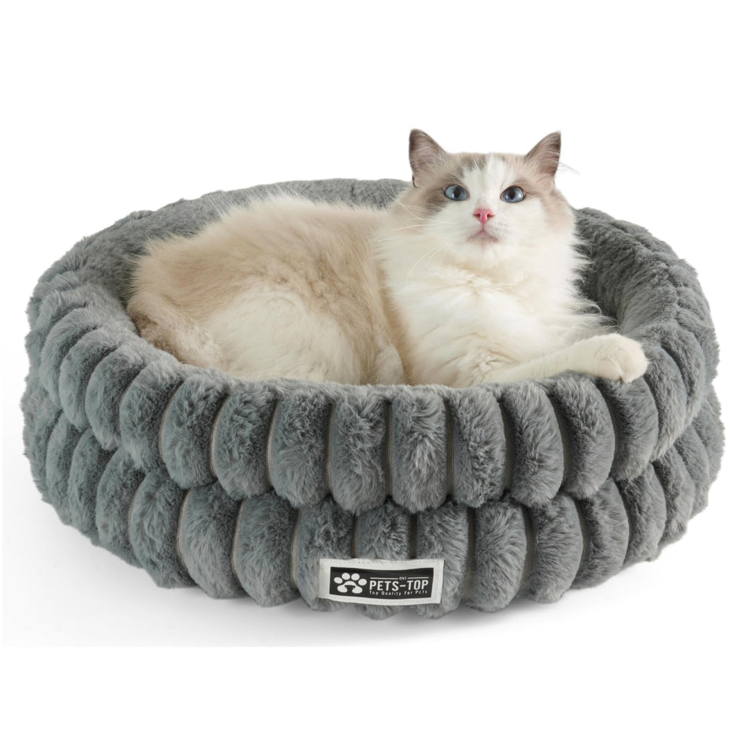 One PETS-TOP Katzenbett Flauschig – Katzenkissen Rund Weich – Cat Bed Waschbar – Schlafplatz für Kat