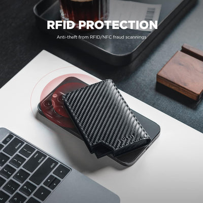 VULKIT Kreditkartenetui RFID Blockierendes Pop Up Kartenetui aus Leder für Männer und Frauen, mit Ge