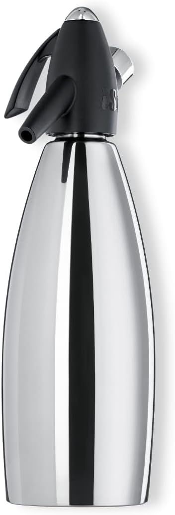 iSi Siphon, Wassersprudler für Sprudelwasser, Schwarz, 8.5 x 8.5 x 31.5 cm & 2714 Sieb & Trichter, A