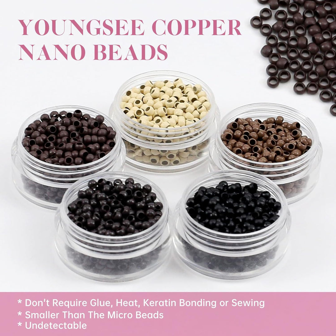 YoungSee Nanoring Extensions Echthaar Ombre Nano Ringe Haare Extensions Nanoring Echthaar Nanoring H