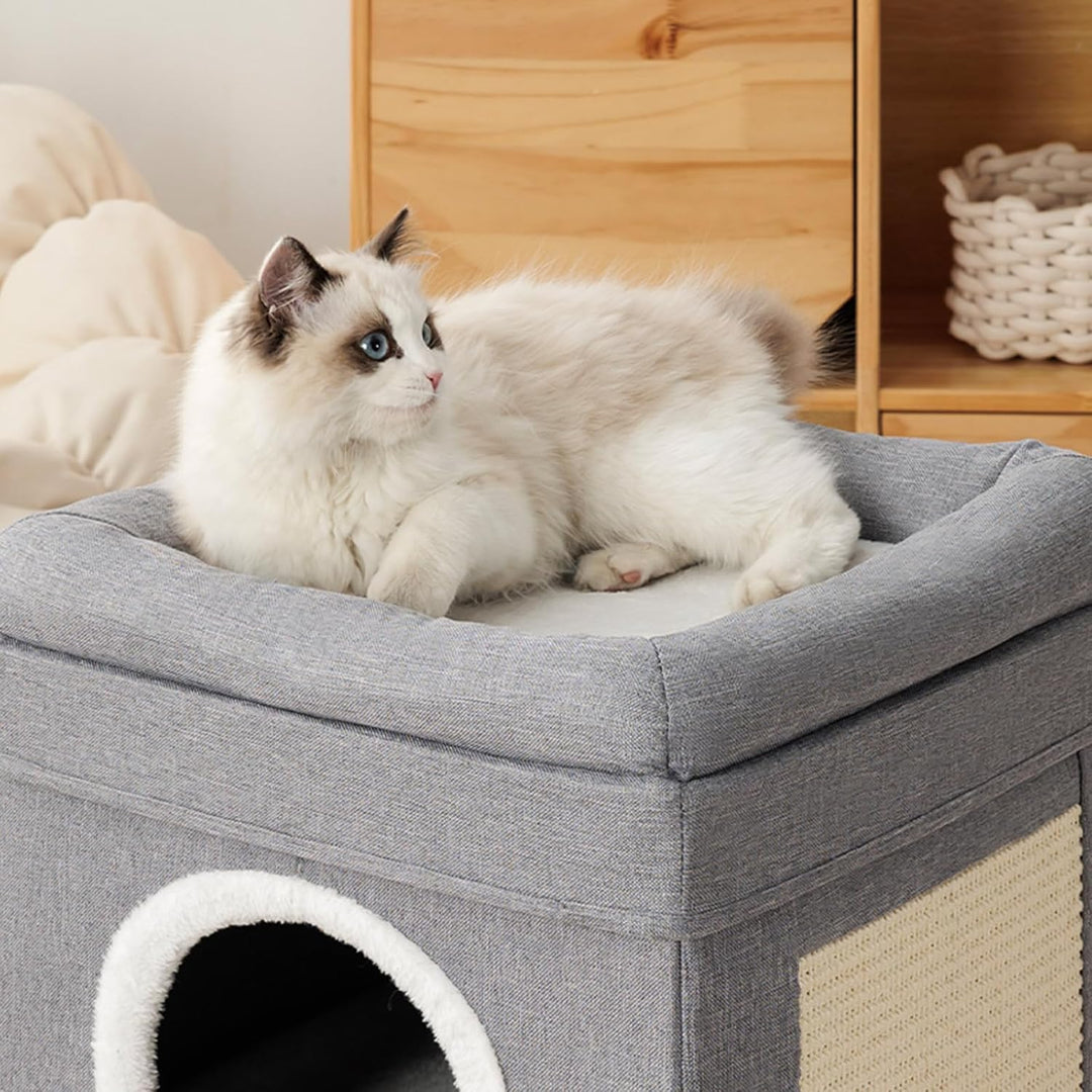 FURRYPAWS Katzenhöhle – Ideal für Katzenhaus Indoor und Outdoor, gemütliche Katzenhöhle für Katzen,