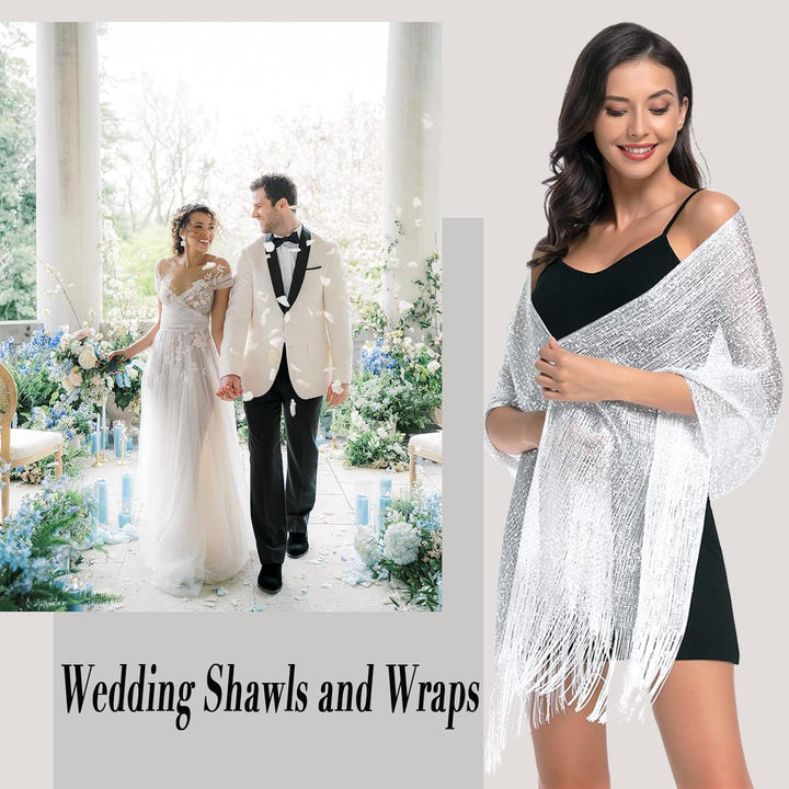 Funkelnde metallische Tücher und Wickel für die Abendparty Formale Kleider Hochzeit Brautjungfer (mi