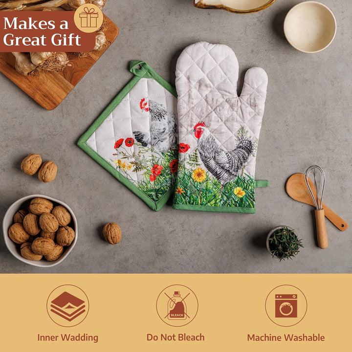Maison d' Hermine Topflappen, 100% Baumwolle, Ostern-Topfhalter, 2er-Set, hitzebeständig, mit Schlei