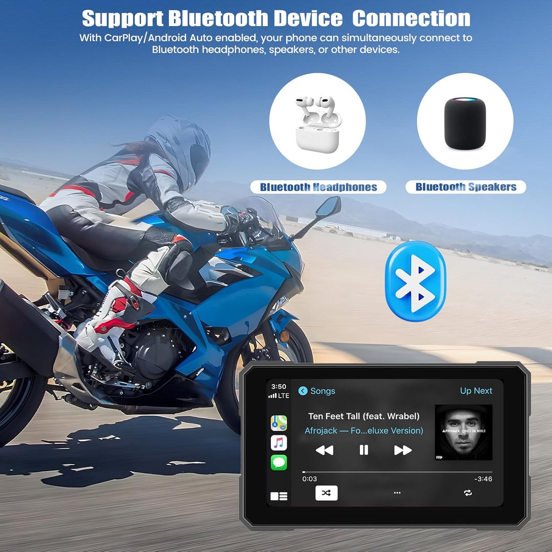 SIXWIN Motorrad Carplay Display für Moto mit Wireless Carplay Android Auto, 5'' HD Touchscreen Bilds