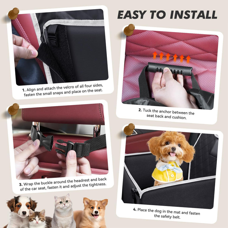 Looxmeer Hunde Autositz für Kleine Mittlere Hunde, Vordersitz & Rückbank Hundesitz Auto mit Sicherhe