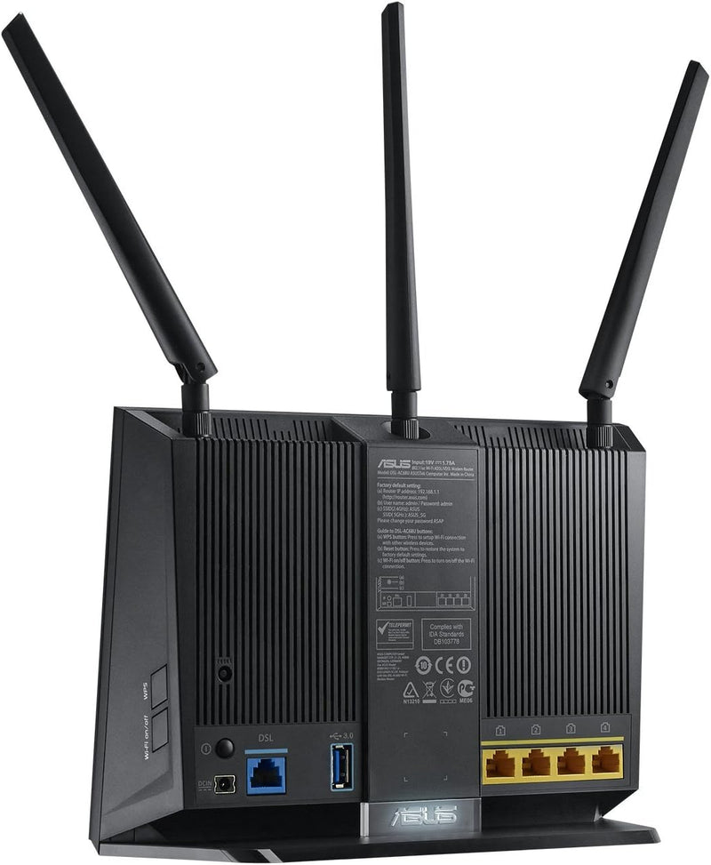 Asus DSL-AC68U Modem Router (Ai Mesh WLAN System, EU und DE-Version Annex A B J, WiFi 5 AC1900 MIMO,