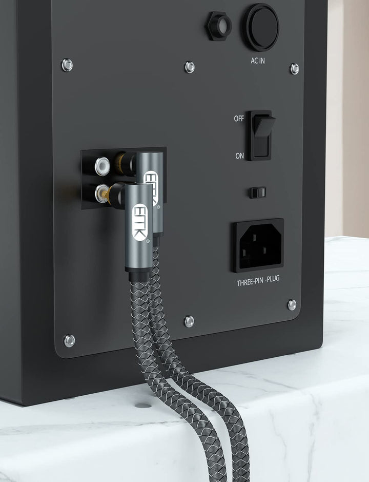 EMK Subwoofer Kabel 90 Grad & Koaxialkabel Digital Audio - 2m 2er-Pack, doppelt geschirmt mit Goldko