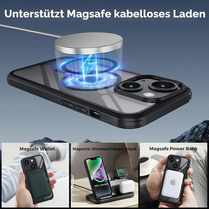 Holidi iPhone 14 Hülle für Magsafe, 360 Grad Hülle iPhone 14, Schutzhülle Handyhülle mit Eingebautem