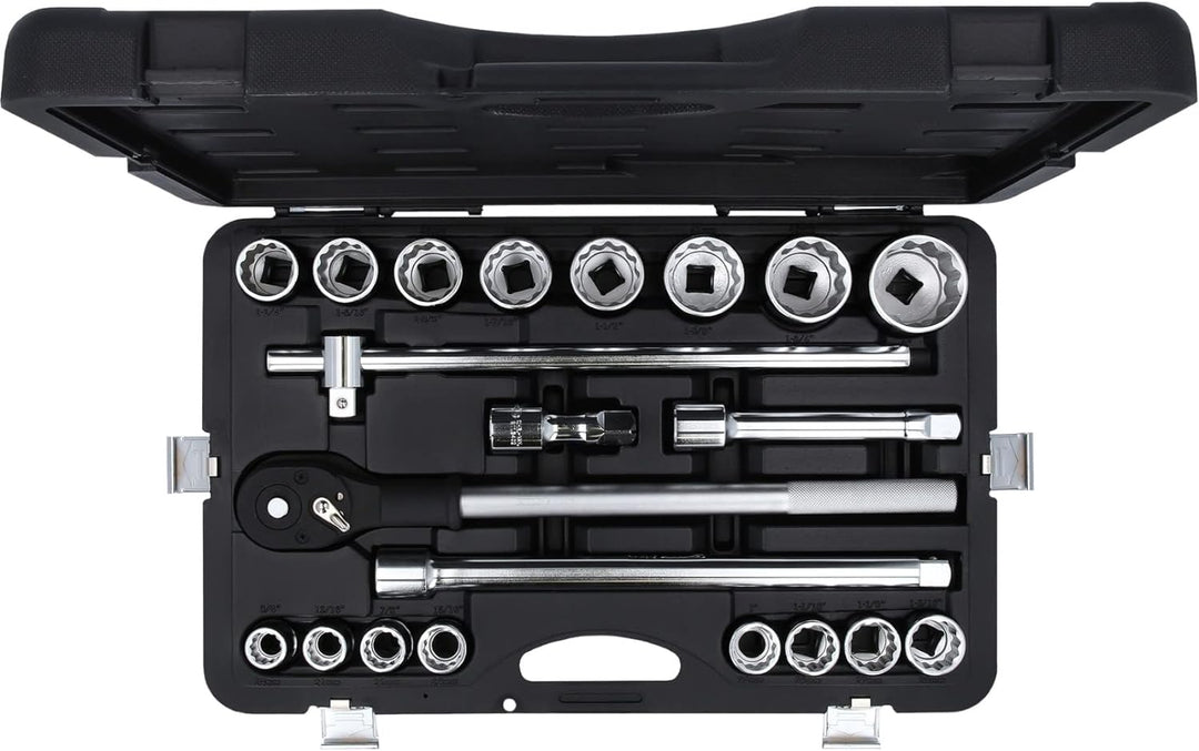 KS Tools 911.0751 3/4 Zoll 12-Kant Steckschlüssel-Satz | inklusive Umschaltknarre, 24-Zahn | matt sa