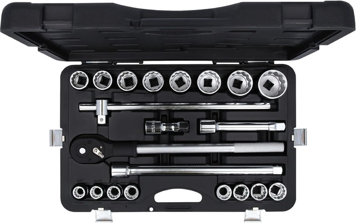 KS Tools 911.0751 3/4 Zoll 12-Kant Steckschlüssel-Satz | inklusive Umschaltknarre, 24-Zahn | matt sa