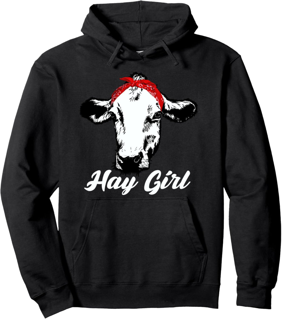 Hay Girl | Cow Lover Design for Cattle Raisers Gift Pullover Hoodie