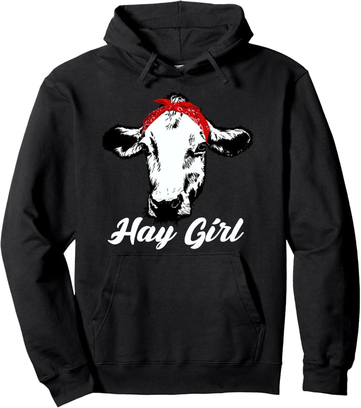 Hay Girl | Cow Lover Design for Cattle Raisers Gift Pullover Hoodie