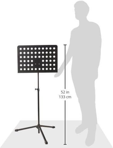 K&M 12179 Orchesternotenpult Schwarz – klappbarer Notenständer von 61-108 cm ausziehbar – gelochte N