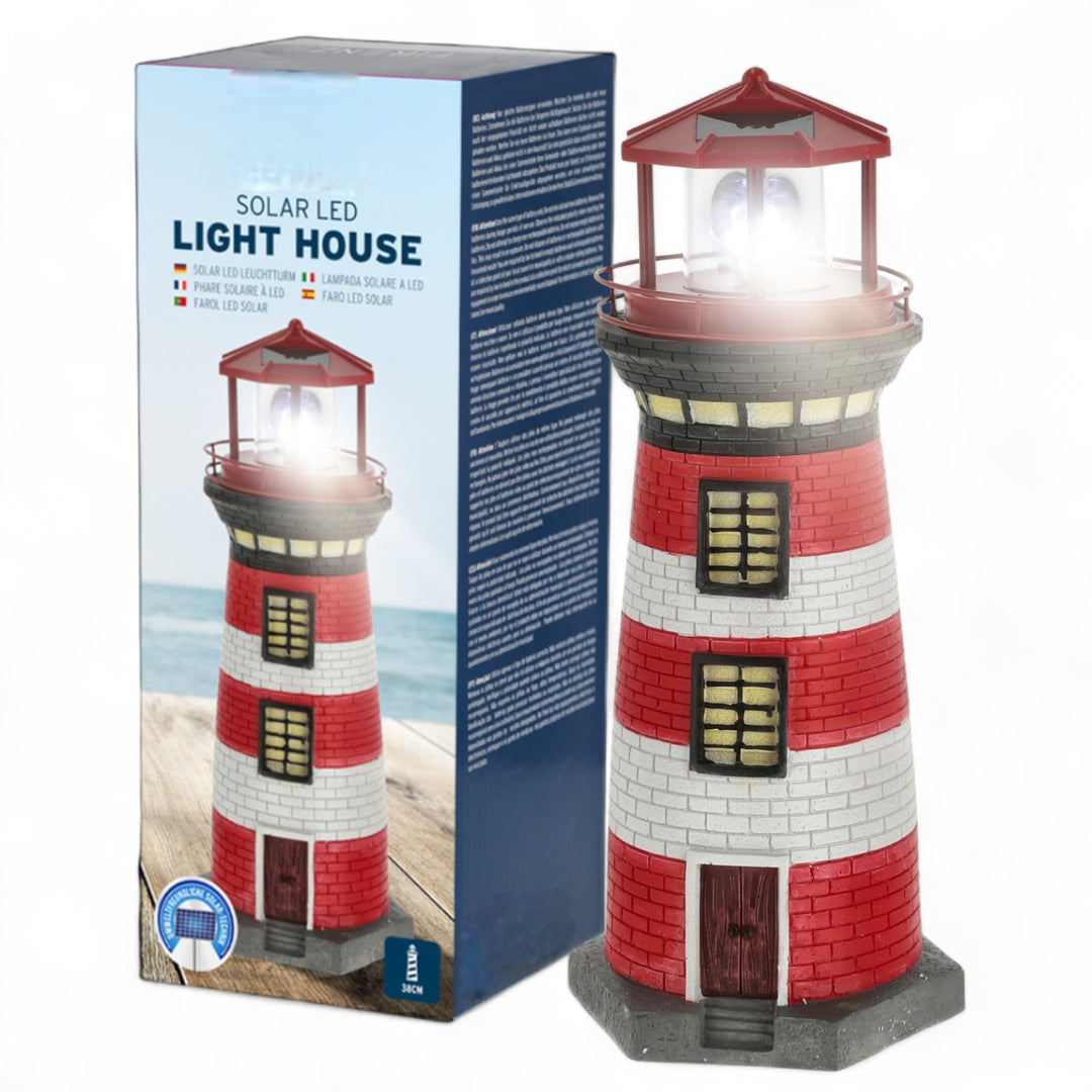 MIJOMA Solar LED Leuchtturm mit Licht – Wetterfest & detailreich für Garten & Balkon – Solar-Deko au