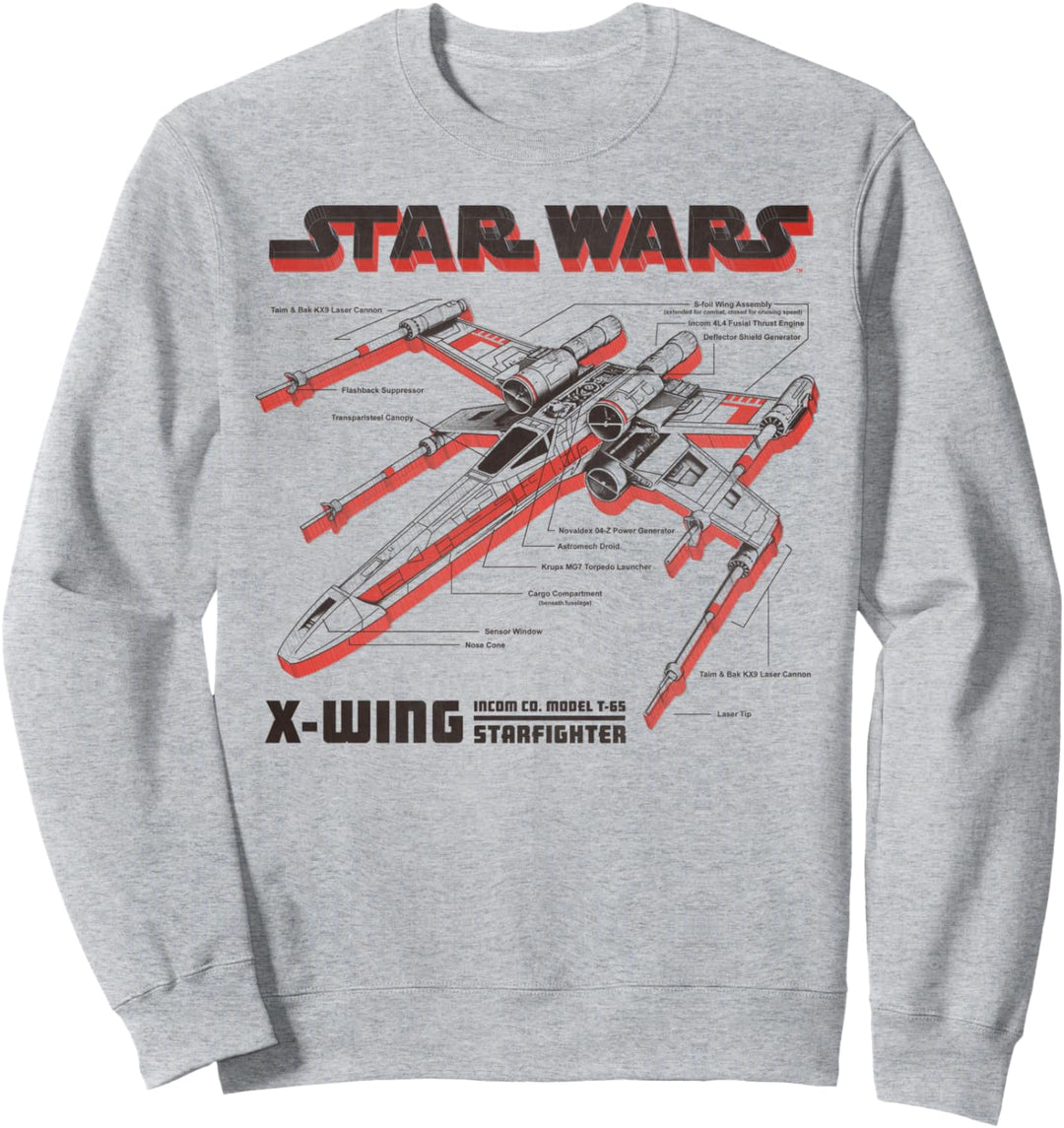Star Wars X-Wing Starfighter Schematics Poster Sweatshirt