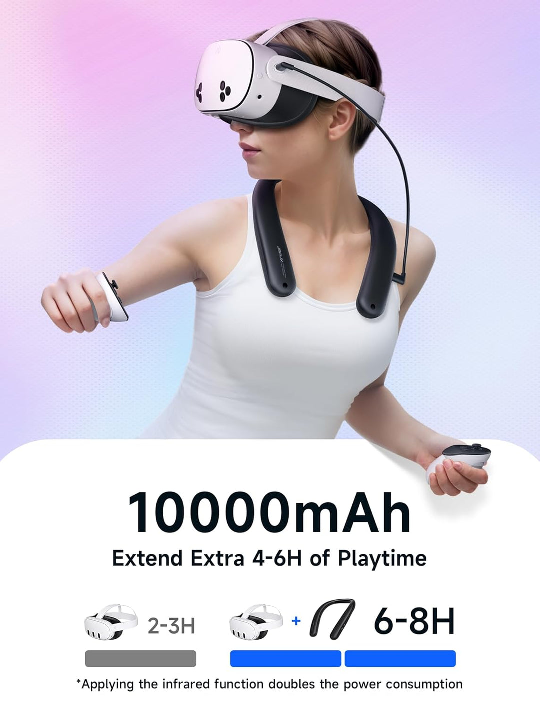 JSAUX Akku-Pack für Oculus Quest 3 2, 10000mAh PD Schnellladegerät Akku-Pack (Extra 4-6 H Spielzeit)