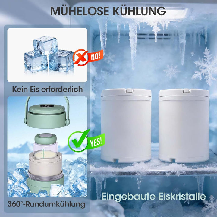 MQUPIN Tragbarer Muttermilchkühler mit Temperaturanzeige, 360°-Kühlung Für muttermilch aufbewahrung,