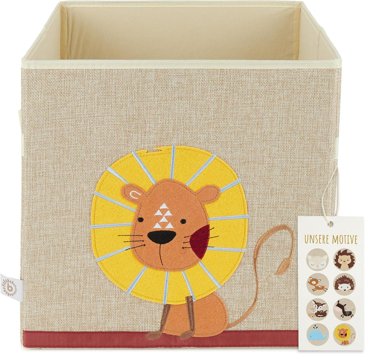 Bieco Aufbewahrungsbox Kinder | Löwen Motiv ca. 36L faltbar | Süsse Spielzeug Kiste für Kallax Regal