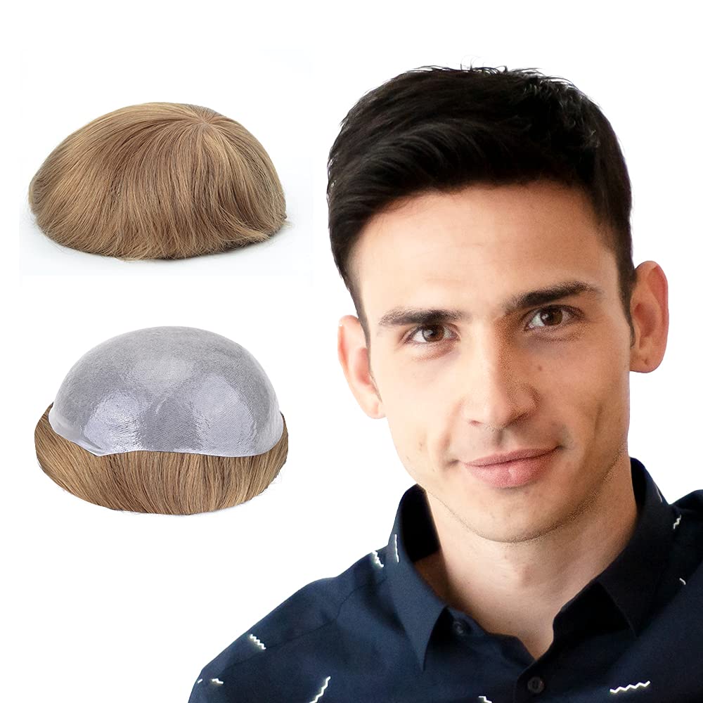 Lordhair Perücke Männer,Realität Toupet,0,06 mm Alle V-Looped Dünnes,Haarfreestyle,Natürlich eng anl