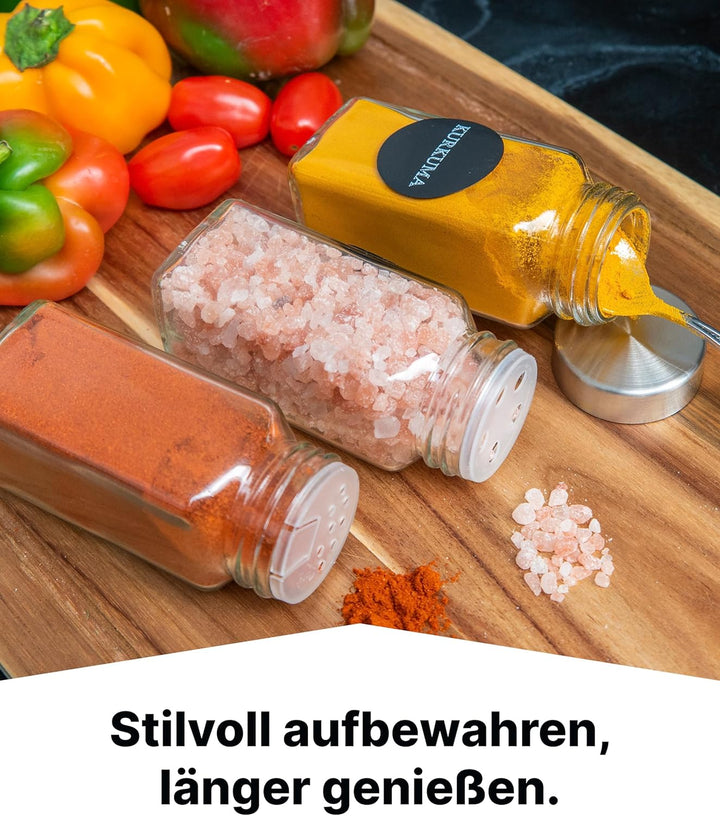 Deco haus® Gewürzregal Stehend & Wand [MIT GEWÜRZDOSEN & ETIKETTEN] - Spices Gewürz Organizer - Spic