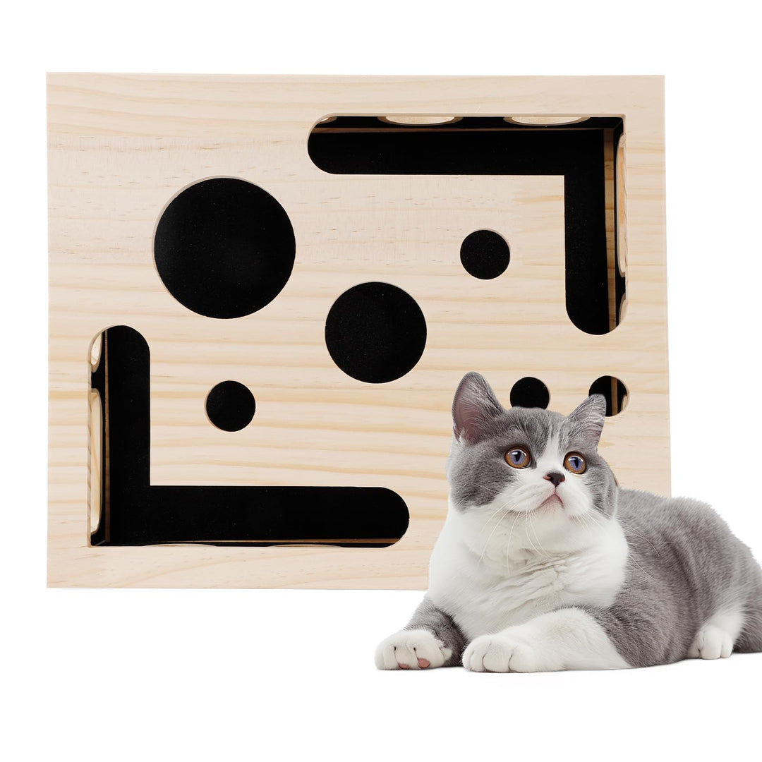 Anreicherungsbox Kratzpuzzles Katzen, Holz Katzenpuzzle Anreicherungsbox mit Kratzer Interaktive Kat