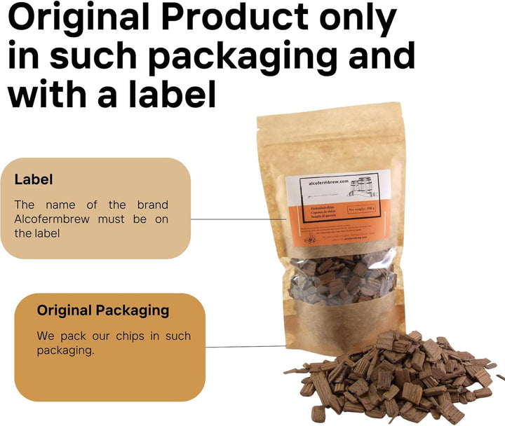 Französische Eichenholzchips 100g – Mittlere Röstung für Wein – Aromatisierung mit Vanille, Karamell