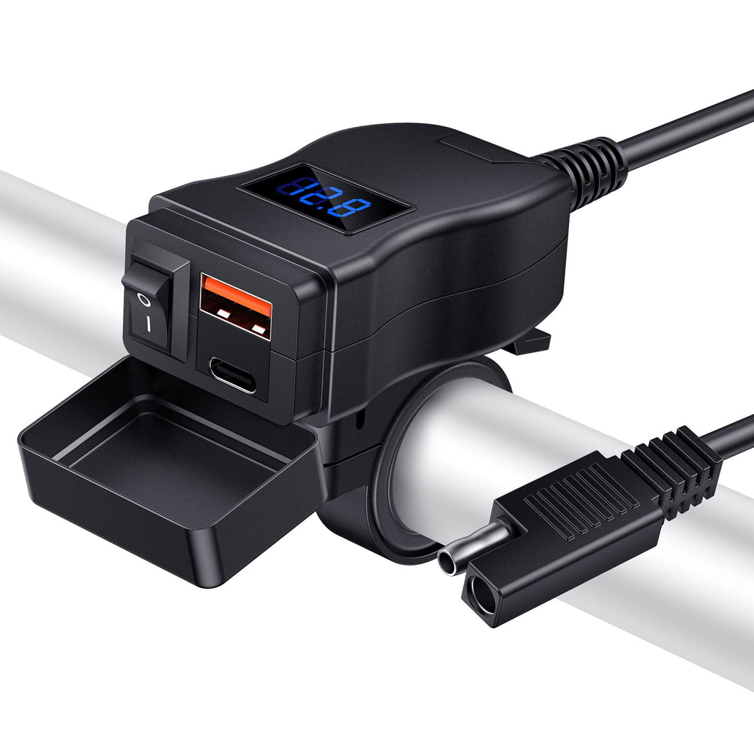 ZEXMTE Motorrad-USB-Ladegerät, USB Typ C PD & Quick Charge 3.0 Motorrad-Telefon-Ladegerät mit Voltme