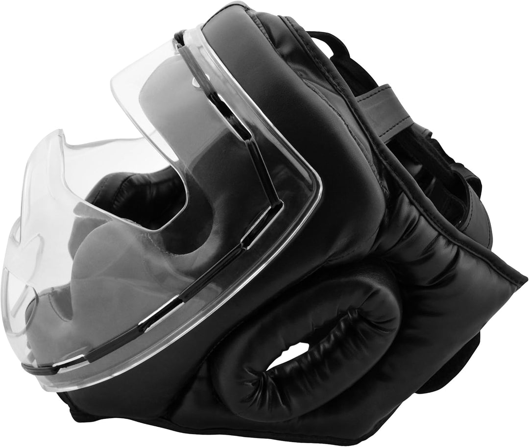 Bad Company Full Face Kopfschutz I Helm mit transparentem Visier I Gr. S - XL 54 - 55 cm Kopfumfang