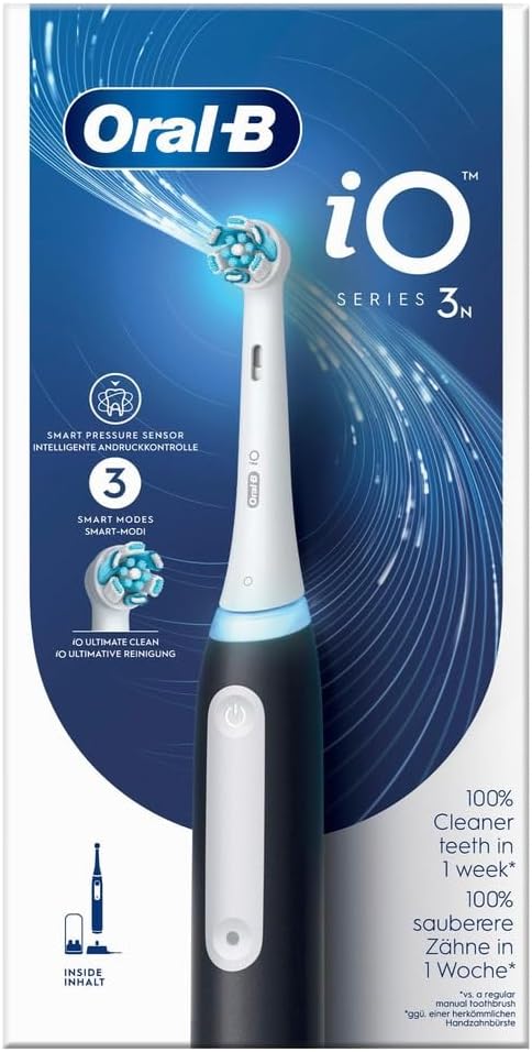 Braun Oral-B iO 3N Elektrische Zahnbürste, Schwarz, 1 Bürste Schwarz 1 Unité (Lot de 1), Schwarz 1 U
