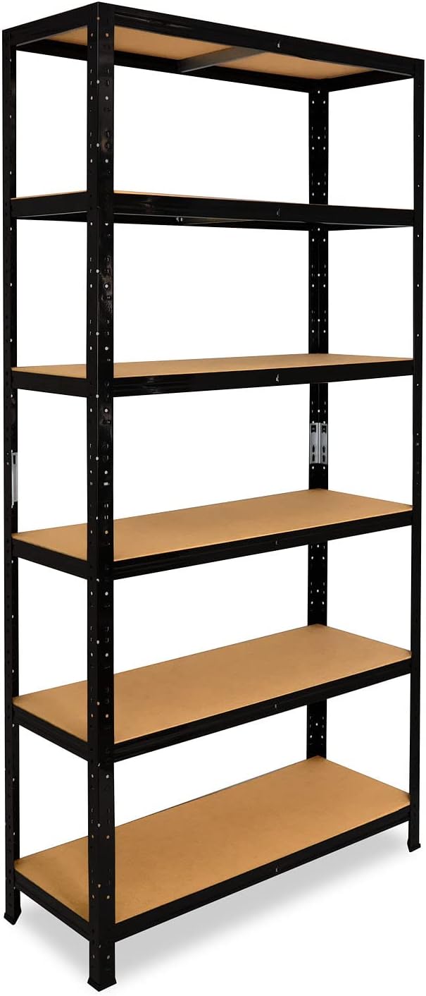 shelfplaza® 180x23x40cm Black Schwerlastregal schwarz/Metallregal schwarz 6 Böden à 145kg Tragkraft/
