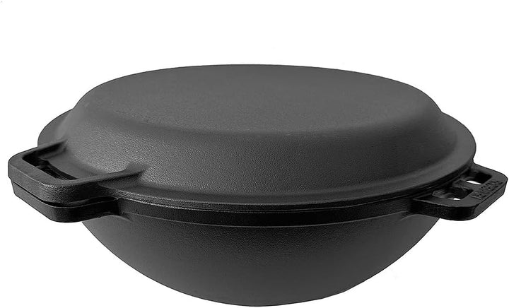 ROBARI Wok Kasan aus Gusseisen 12 L mit Grilldeckel Kazan