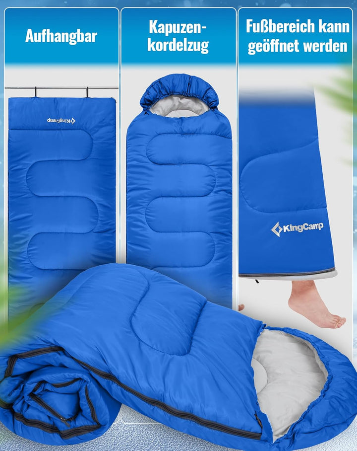 KingCamp Schlafsack für Erwachsene, kaltes Wetter & warm, XL, grosse und hohe Flanell-Schlafsäcke mi