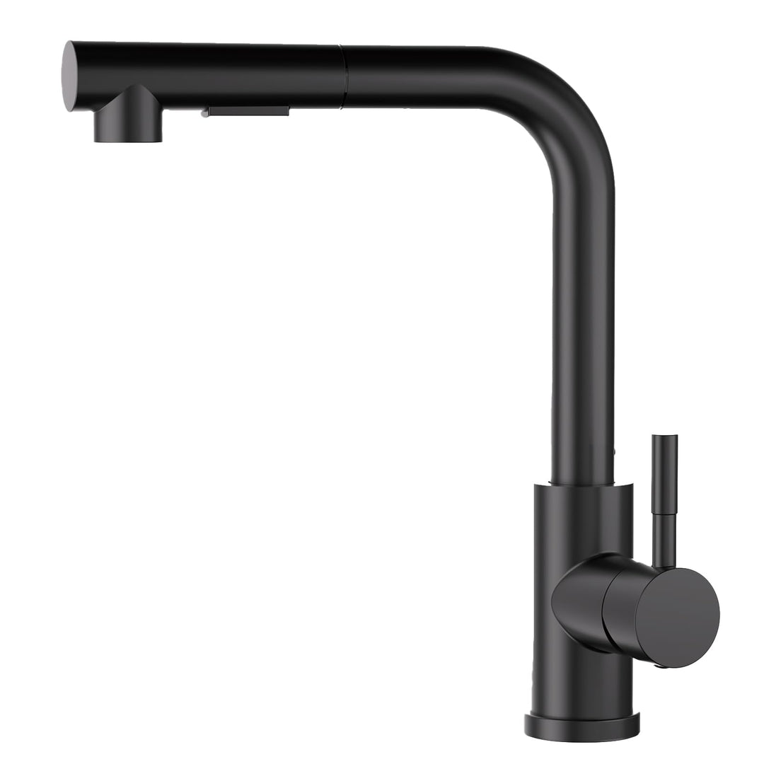 Wasserhahn Küche Schwarz, SEMANEY Hochdruck Küchenarmatur mit Brause Ausziehbar Zwei Strahlarten, Sp
