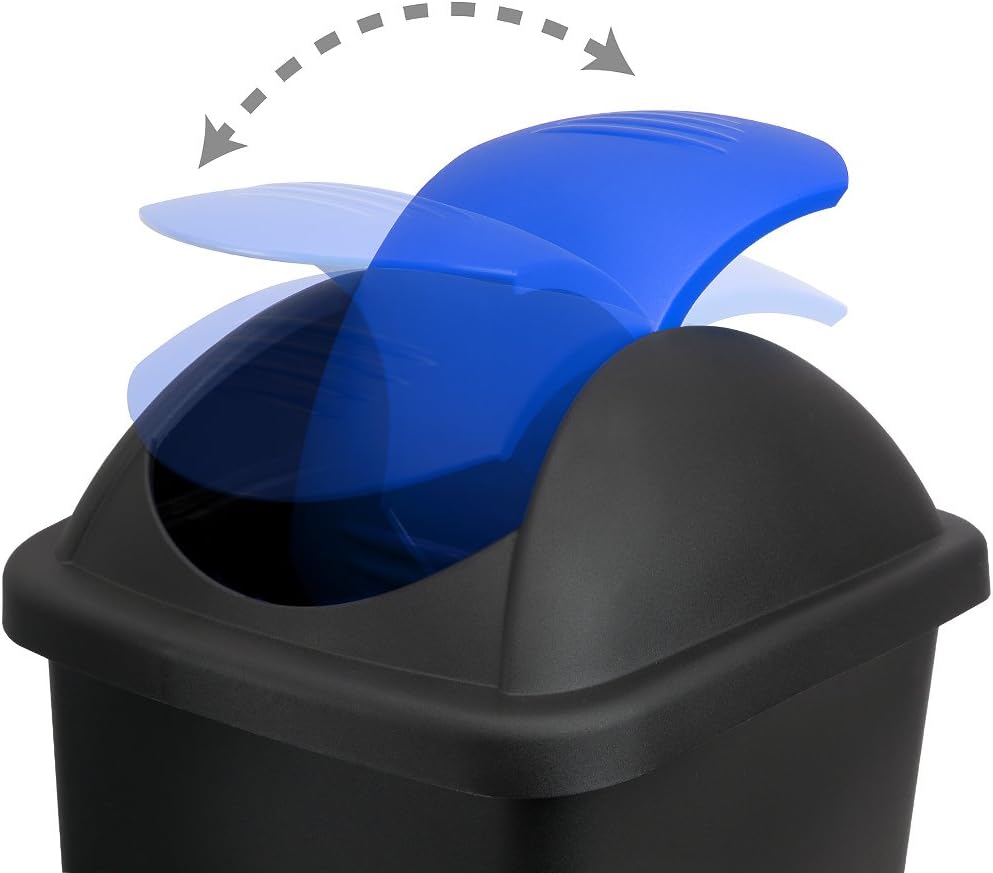 Stefanplast® Mülleimer mit Schwingdeckel, 60 Liter Schwarz/Blau, Schwarz/Blau