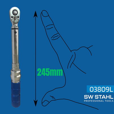 SW-Stahl 03809L Profi Drehmomentschlüssel 1/4 Zoll 5-25 Nm I Rechts-und Linksanzug I Doppelskala FT-