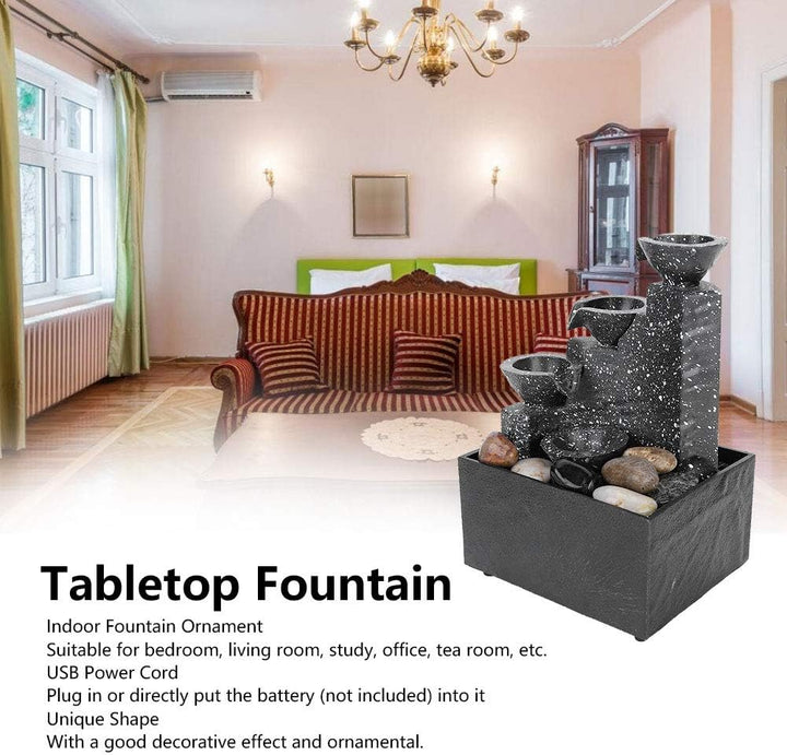 Tischbrunnen-Dekorationen, USB-Desktop-Wasserbrunnen-Ornament, Kunsthandwerk mit Unregelmässigen Ste