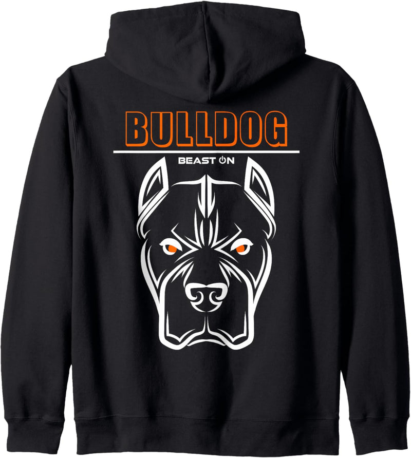 Bulldog Head Print auf der Rückseite orange Fitnessstudio Fitness Workout Kapuzenjacke