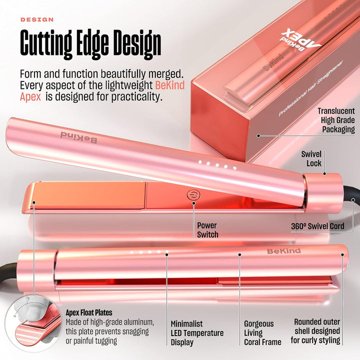 Bekind Apex 2-in-1 Hair Straightener Flat Iron, Straightener and Curler for All Hairstyles, 15s Fast