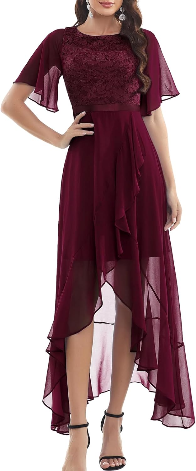 Gardenwed Damen Spitzen Abendkleid Elegant Cocktailkleid Ballkleid Brautjungfernkleider für Hochzeit