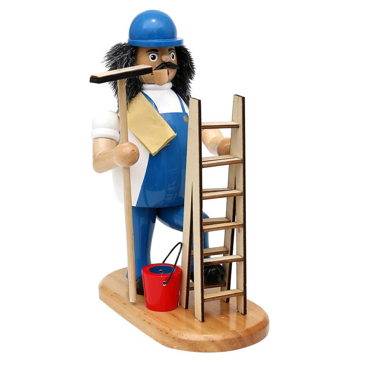 Dekohelden24 Rauchfigur, Räucherfigur, Räuchermännchen, Räuchermann als Fensterputzer mit Fensterwis