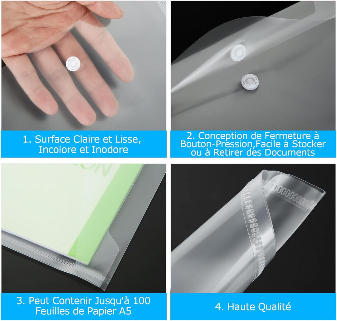 GOYADA 40 Stück Dokumententasche A5 Transparent, Dokumententasche Transparent A5 aus Polypropylen, D